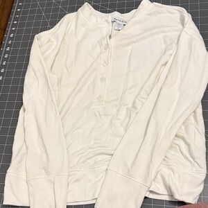 Athleta Off-White Henley Crewneck Pullover